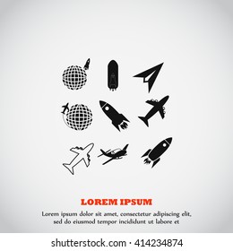 Earth and rockets icon