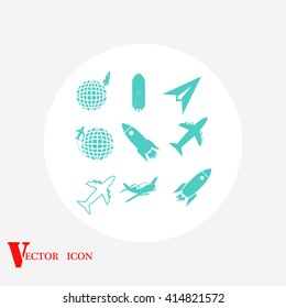 Earth and rockets icon