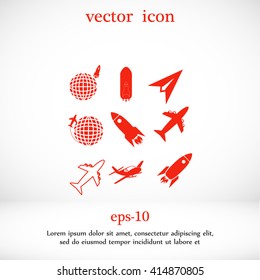 Earth and rockets icon