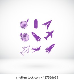 Earth and rockets icon