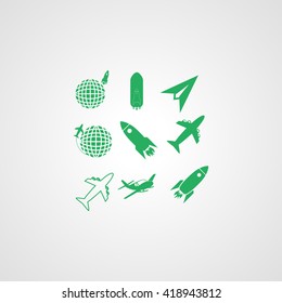 Earth and rockets icon