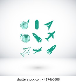 Earth and rockets icon