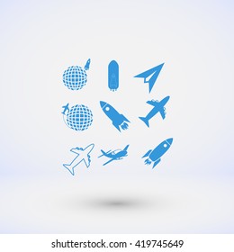 Earth and rockets icon