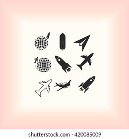 Earth and rockets icon
