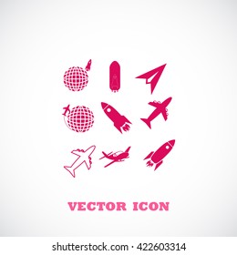 Earth and rockets icon