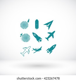 Earth and rockets icon