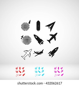 Earth and rockets icon