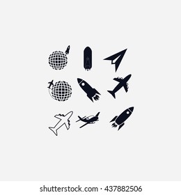 Earth and rockets icon