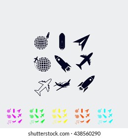 Earth and rockets icon