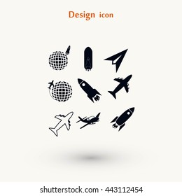 Earth and rockets icon