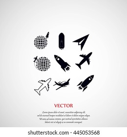 Earth and rockets icon