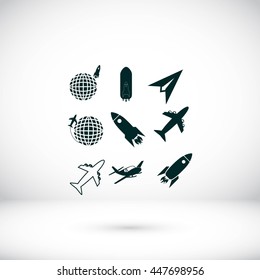Earth and rockets icon