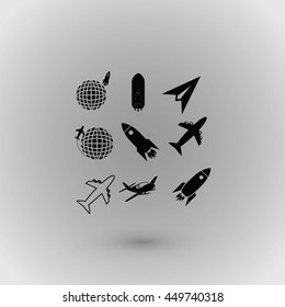 Earth and rockets icon