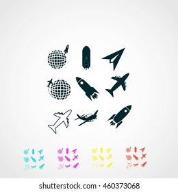 Earth and rockets icon