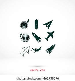 Earth and rockets icon