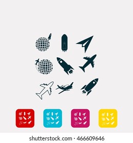 Earth and rockets icon