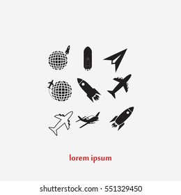 Earth and rockets icon, flat design best vector icon