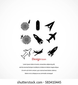Earth and rockets icon, flat design best vector icon