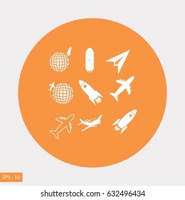 Earth and rockets icon, flat design best vector icon