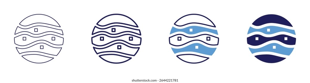 Earth rotation icon in 4 different styles. Thin Line, Line, Bold Line, Duotone. Duotone style. Editable stroke.