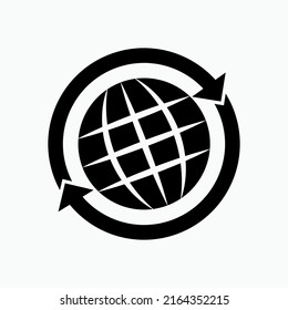 Earth Rotation Icon. Globe Rotary Symbol - Vektorgrafik. 