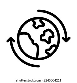 Earth Rotation Vector Line Icon Design