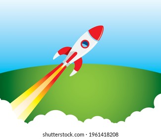 earth round globe as background rocket launch space 