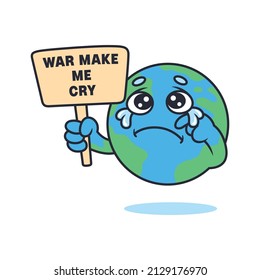 Earth with sad expression bring sign. Global vector icon illustration isolated on premium vector