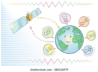 Earth and satellite. drawing vector