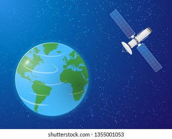 Earth and Satellite illustration Icon