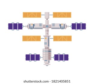 Earth Satellite, Modern Technologies for TV and Radio Broadcasting, World Global Net Flat Style Vector Illustration on White Background