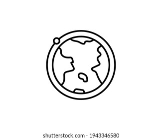 tierra con icono del vector de la órbita de la luna satelital aislado en fondo blanco. tierra con icono plano satelital para diseño web, móvil y de interfaz de usuario.