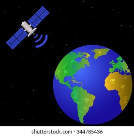 earth and satellite, vector