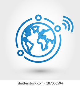 Earth with satellites, icon concept
