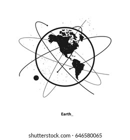 Earth and satellites orbits. Western hemisphere