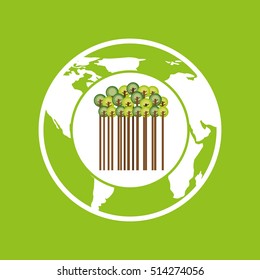 earth save tree symbol icon vector illustration eps 10