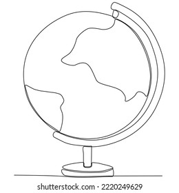 
Earth school. Continuous line drawing. Vector illustration on a white background
