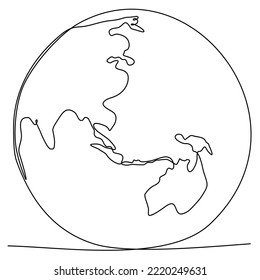 
Earth school. Continuous line drawing. Vector illustration on a white background