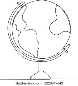 
Earth school. Continuous line drawing. Vector illustration on a white background
