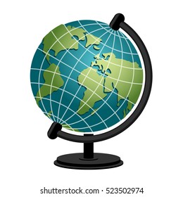 Earth school geography globe. Model of planet sphere. Astronomical objects or celestial body
