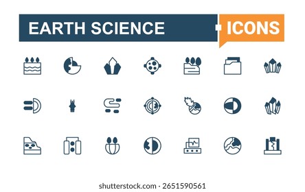 Earth Science icon. Contains such as ground, earth, mining, geography and more. Geology icon set in linear style. Minimal web icons set. Vector line and solid icons.