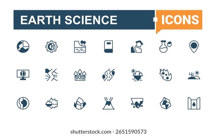 Earth Science icon. Contains such as ground, earth, mining, geography and more. Geology icon set in linear style. Minimal web icons set. Vector line and solid icons.