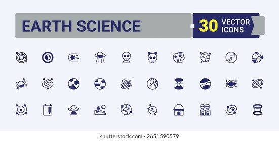 Earth Science icon. Contains such as ground, earth, mining, geography and more. Geology icon set in linear style. Minimal web icons set. Vector line and solid icons.