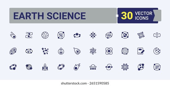 Earth Science icon. Contains such as ground, earth, mining, geography and more. Geology icon set in linear style. Minimal web icons set. Vector line and solid icons.