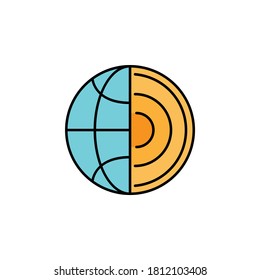 ciencia de la tierra, icono nuclear. Elemento de ilustración educativa. Los signos y símbolos se pueden utilizar para web, logotipo, aplicación móvil, interfaz de usuario, UX en fondo blanco