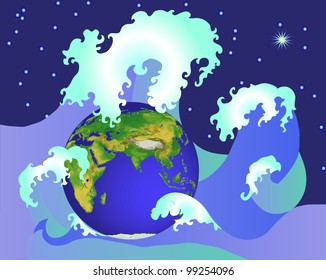 earth in sea against starry sky