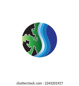 earth sea logo design vector illustration