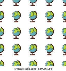 Earth seamless pattern in cartoon style isolated on white background vector illustration for web