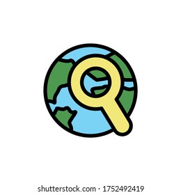 Earth, search icon. Simple color with outline vector elements of navigation icons for ui and ux, website or mobile application