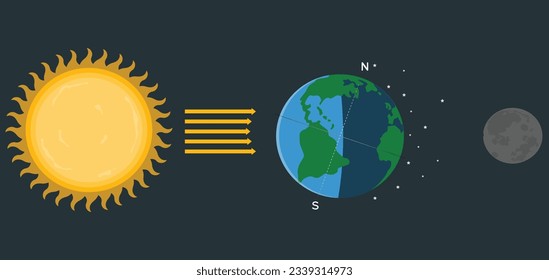 Earth seasons diagram. Autumnal and vernal equinoxes, winter and summer solstices concepts. Illumination of the earth during various seasons. Earth movement around the Sun. vector illustration. 2208